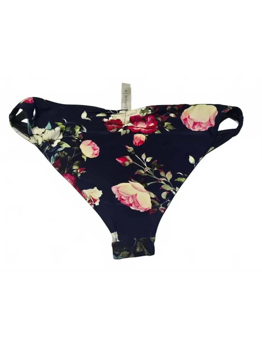 CUPSHE Women’s Size M Navy Floral Ruffle Bikini Two Piece Swimsuit
